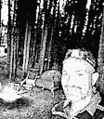 Pocket Cam: a campfire selfie in four dithered greys
