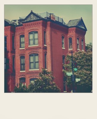 Phold-75: a red-brick town house, creamy instant print