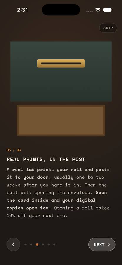 The tutorial page Real prints, in the post: an envelope comes through a brass letterbox